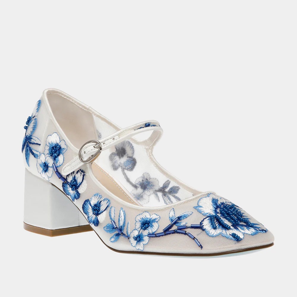 Betsey Johnson Floral Embroidered Block Heel Mary Jane - 8.5